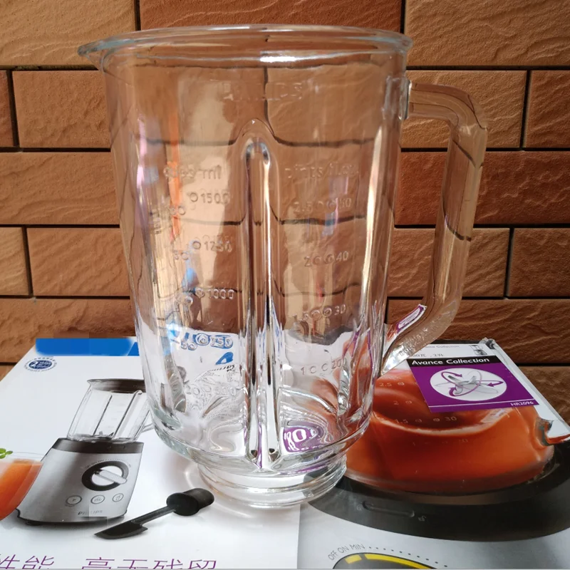 Блендер Jar стеклянная чашка подходит для PHILIPS HR2095 HR2093 HR2096 HR2195 HR2196 Запчасти
