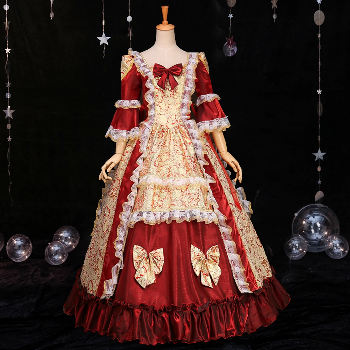 

Medieval Palace Sweet Lolita Dress Vintage Lace Bowknot Big Pendulum Victorian Dress Kawaii Girl Gothic Lolita Op Loli Cosplay