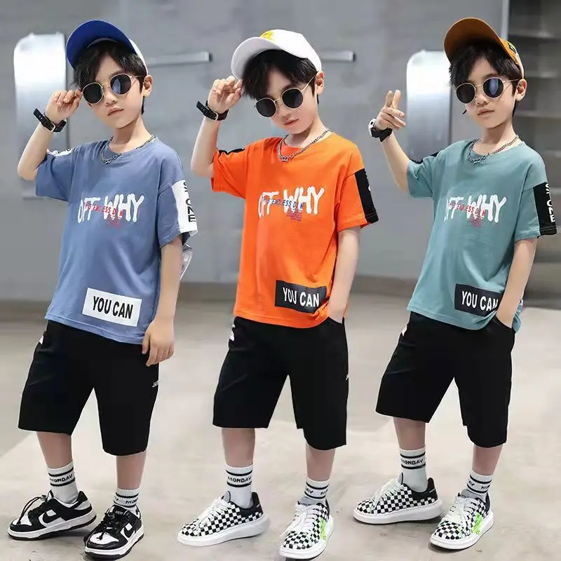 

Children Summer Boys Clothes Set T shirt + Pants Casual Sports Suits Kids Clothing Tracksuit Teen Outfit 4 6 8 9 10 12 Years