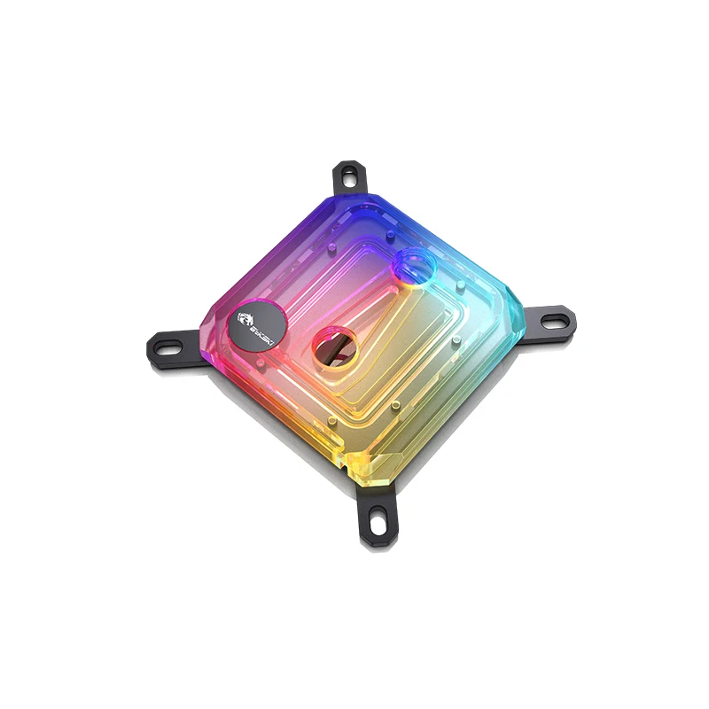 Фото Bykski акриловый водяной блок процессора для INTEL LGA1700/1800/115X/ AMD Ryzen 9 AM5 AM4 0,08 мм микроканальный радиатор водяного охлаждения №4