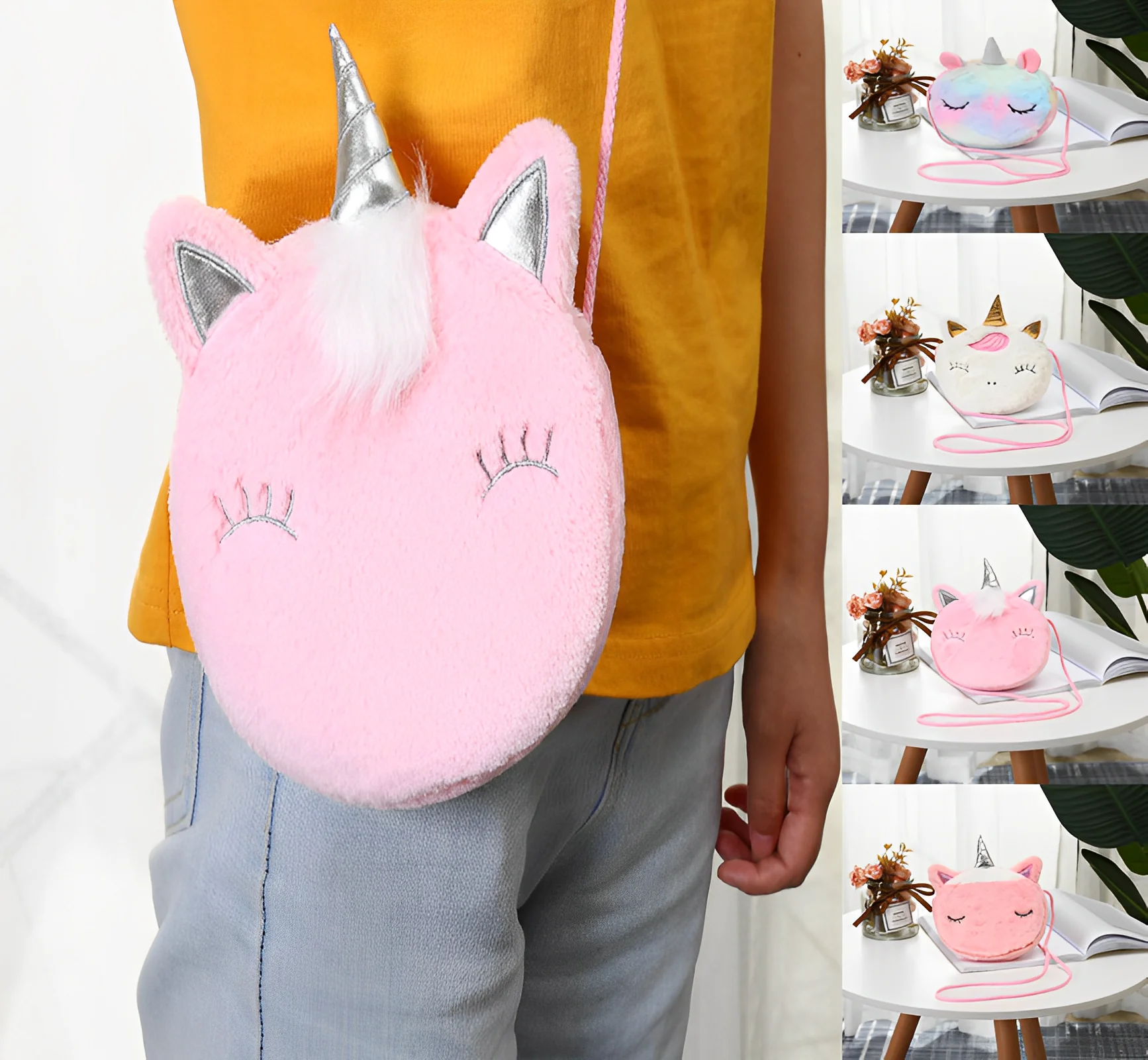 

Square Phone Gift Crossbody Travel Purse Corduroy Women Unicorn Cartoon Shoulder