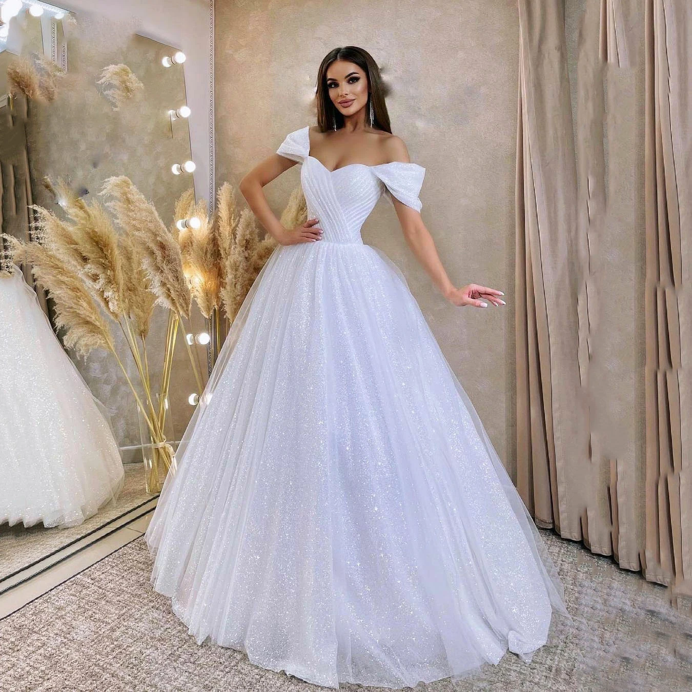 

Sexy Luxury Off Shoulder Ladies Elegant Sweetheart Wedding A-Line Dress Bridal Dress Vestidos De Novia Mariée Robe Custom Plus