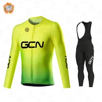 gcn cycling jerseys set thermal fleece long sleeve coat jacket cycling clothing 19d gel padded bib pants winter cycling suits