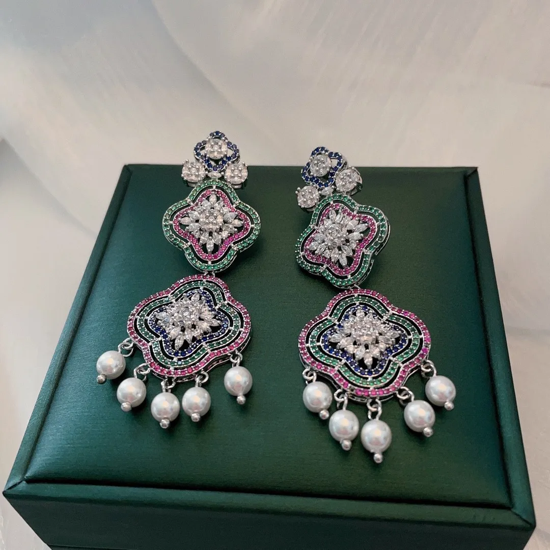 Билицветные модные трендовые серьги с жемчугом и кисточками для женщин