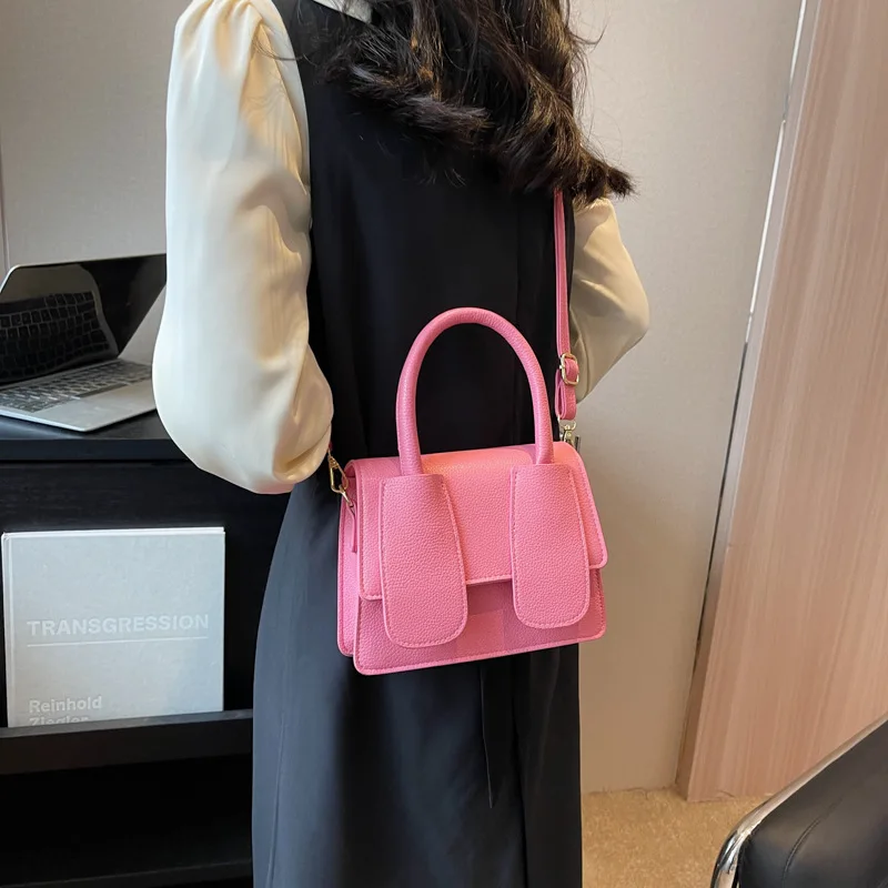 Portable Woman's 2023 New Arrival Girlish Style Shoulder Candy Color Casual All-Matching Western Style Small Square Bag