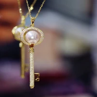 meibapj trendy real natural freshwater pearl key pendant necklace 925 sterling silver fine jewelry for women