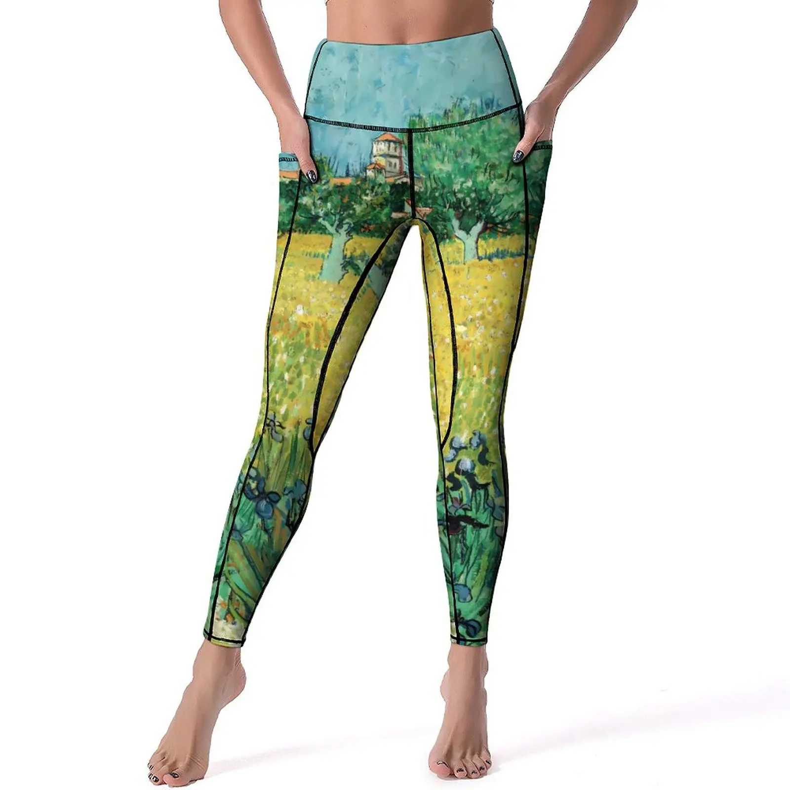 

Леггинсы для фитнеса и йоги с узором, с высокой талией