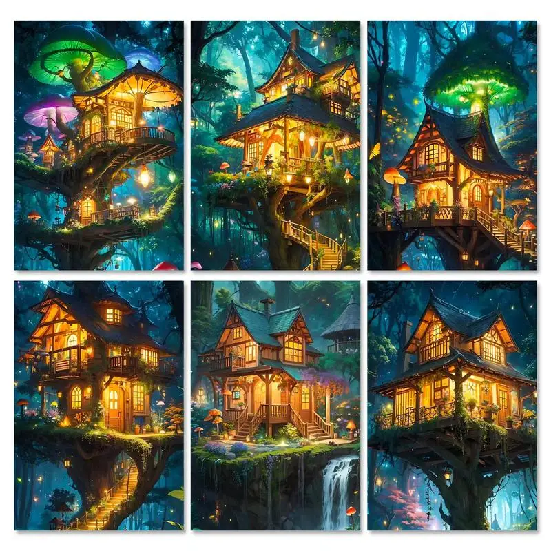 

GATYZTORY Picture Painting By Numbers 40x50cm Forest House Acrylic Coloring By Number Handicrafts For Home Decors Diy Gift
