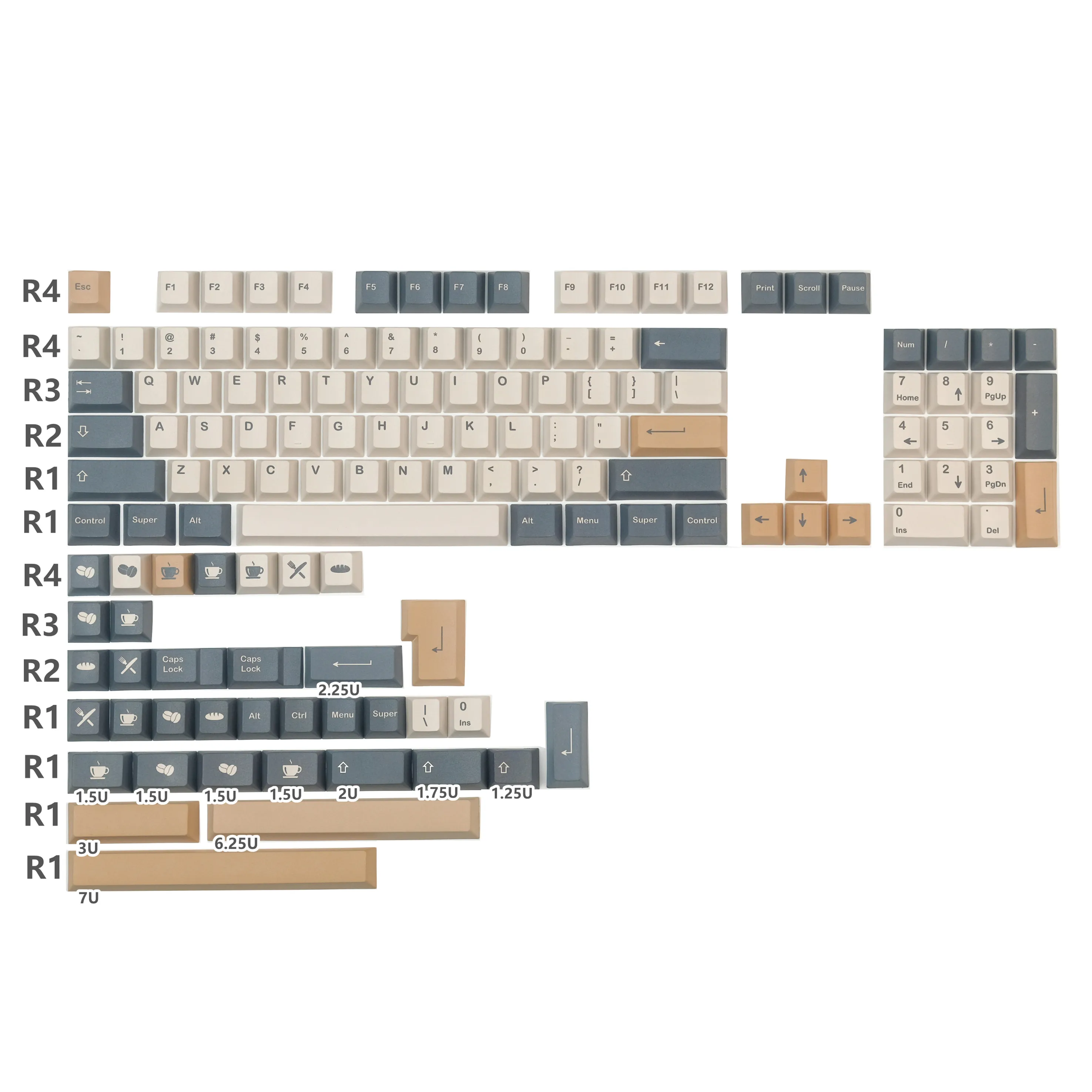 

Клавиатура Механическая GMK coffee с сублимационной печатью, оригинальная фабричная клавиатура с высокими клавишами, маленький набор для мокко...