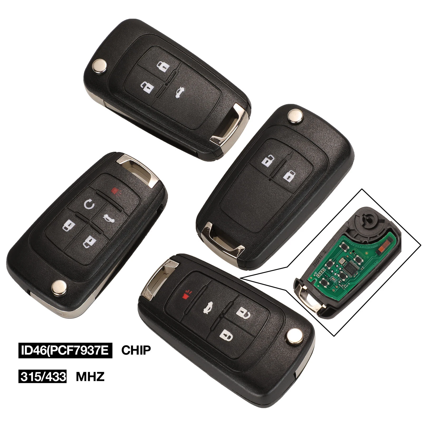 

jingyuqin 2/3/4/5 Buttons Car Remote Key DIY for OPEL/VAUXHALL Astra J Corsa E Insignia Zafira C 2009-2016 315 / 433MHz PCF7937E