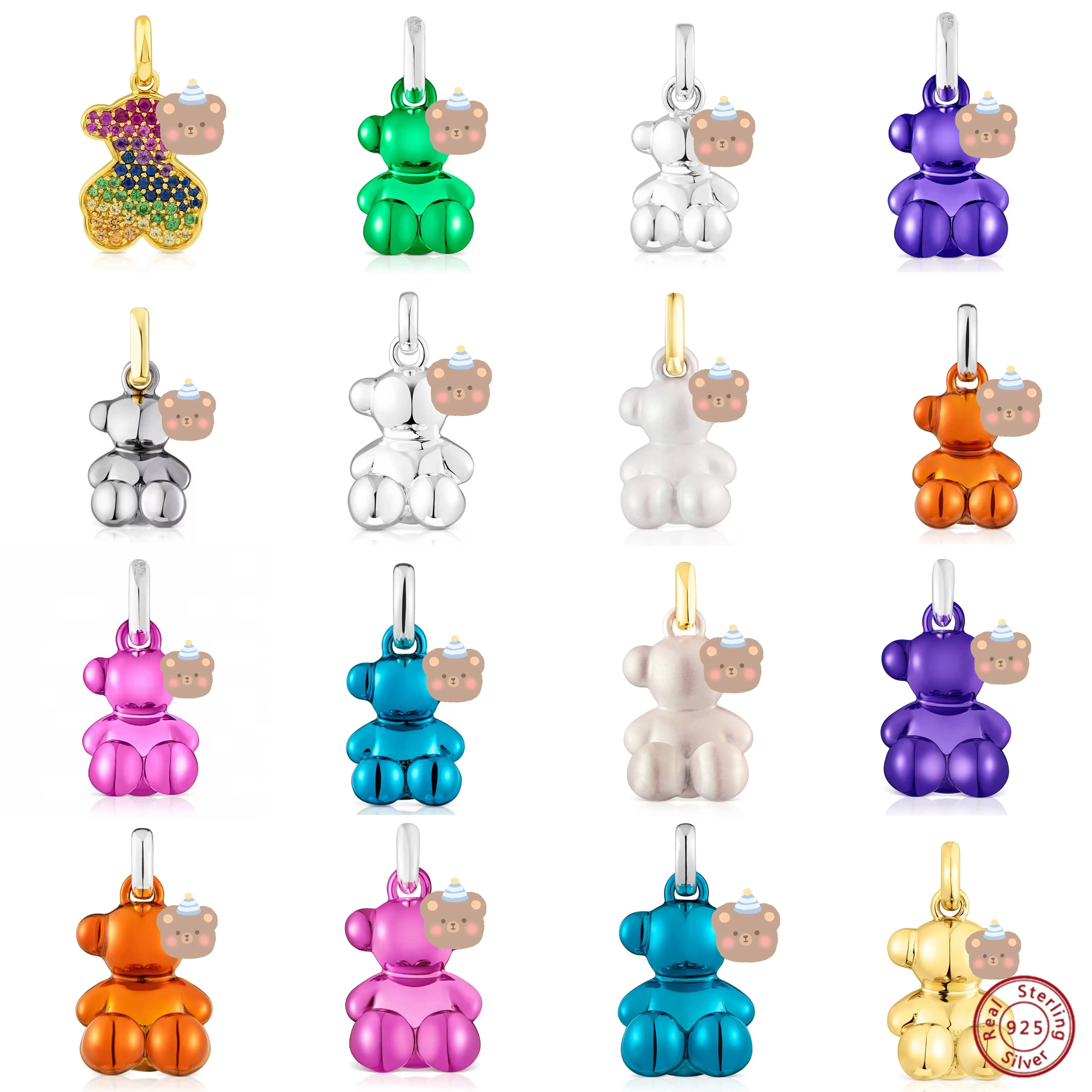 

S925 Стерлинговое Серебро 2023 новый подвеска в виде испанского медведя с Цирконом Ювелирные изделия на годовщину