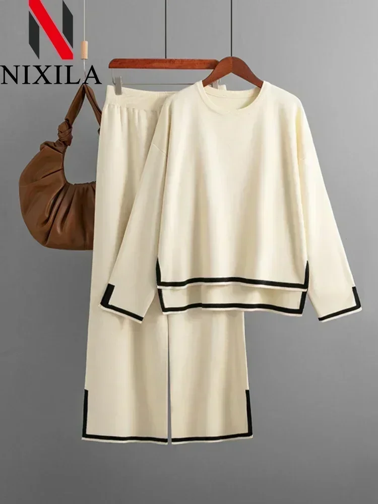 Женский трикотажный костюм-двойка повседневный свободный Трикотажный костюм из