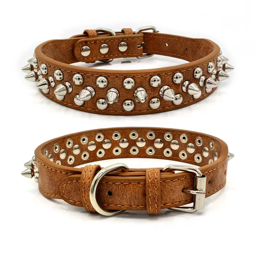 

Anti-Bite Spiked Studded Pet Dog Collar PU Leather For Dogs Sport Padded Bulldog Pug Puppy Big Dog Collars Pets Supplies