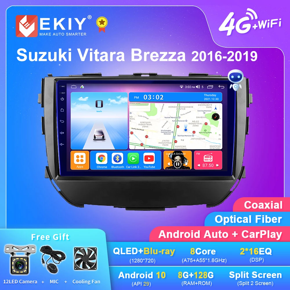 

EKIY T7 QLED DSP Android авто радио для Suzuki Vitara Brezza 2016-2019 стерео автомобильный мультимедийный видеоплеер 2din Carplay GPS Navi