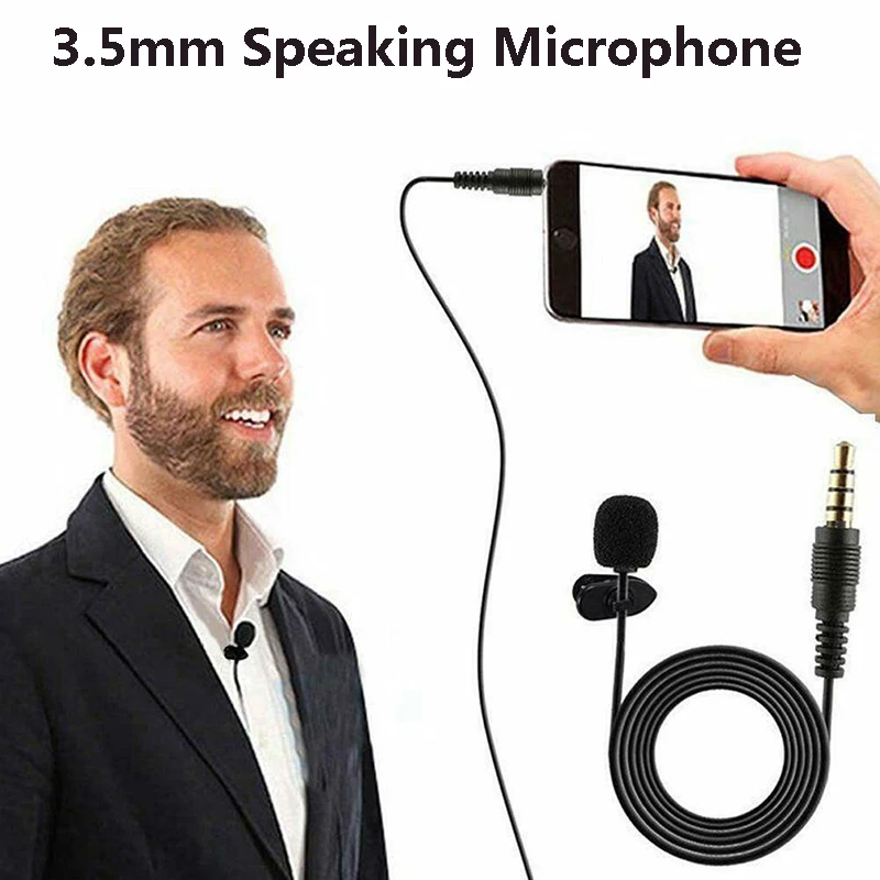 

3.5 Mm Speaking In Lecture 1.5m Bracket Clip Vocal Audio Lapel Condenser MicrophoneMicrophone Clip Tie Collar for Mobile Phone