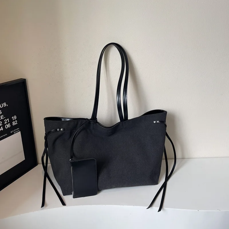 Фото CGCBAG Модные вместительные холщовые сумки-тоут, простые женские сумки через плечо для повседневного использования, оригинальные брендовые дизайнерские сумки класса люкс №5