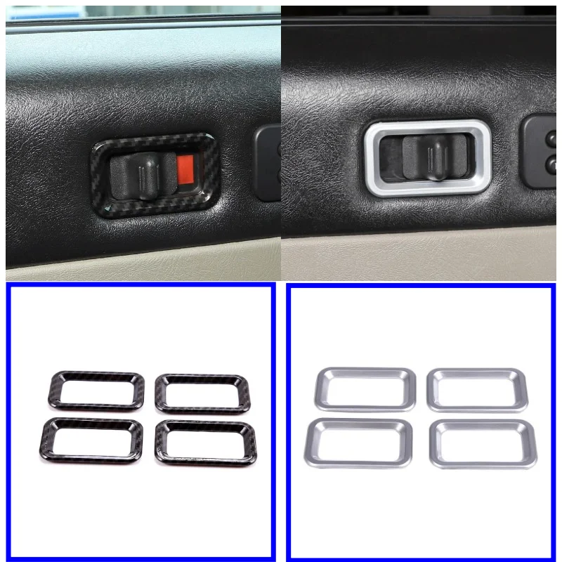 Modification Car Accessories For Hummer H2 2003-2007 4 PCS ABS Silver Door Safety Lock Switch Frame Trim Decorative Cover