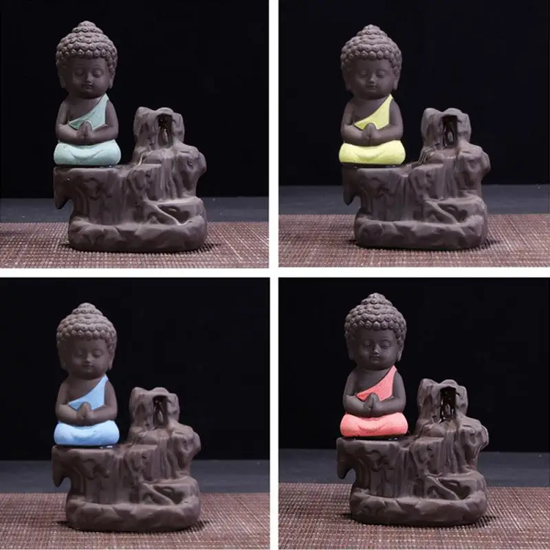 

New The Little Monk Censer Creative Home Decor Small Buddha Incense Holder Backflow Incense Burner Use In Home Office Teahouse