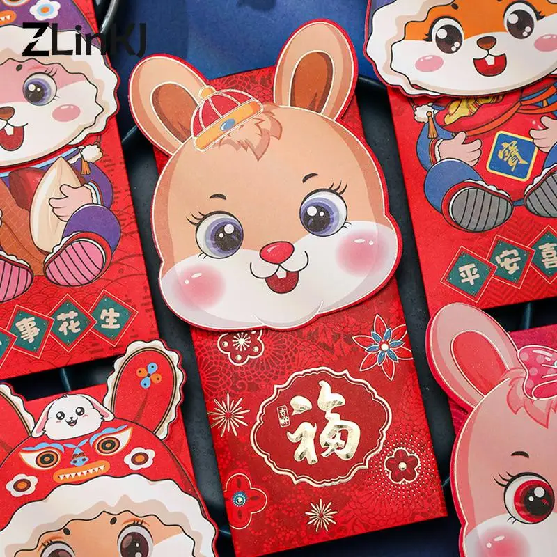 paquet-rouge-de-nouvel-an-lapin-dessin-anime-zodiaque-tridimensionnel-paquet-rouge-creatif-pour-festival-de-printemps-2023-4-pieces-paquet