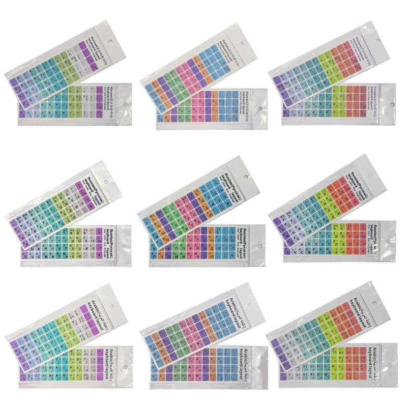 2 шт. универсальные наклейки на клавиатуру с русским корейским и арабским