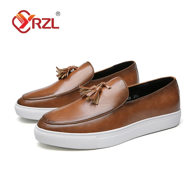 

YRZL Loafers Men Dress Shoes Tassel Classic British Style Casual Business Leather Shoes High Quality Men Plus Size Loafers