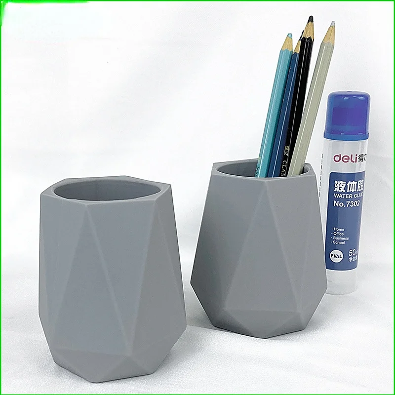 

Silicone Pen Holder Office School Storage Case Plastic Pen Box Desk Pencil Organizer White Grey Desk Organizer