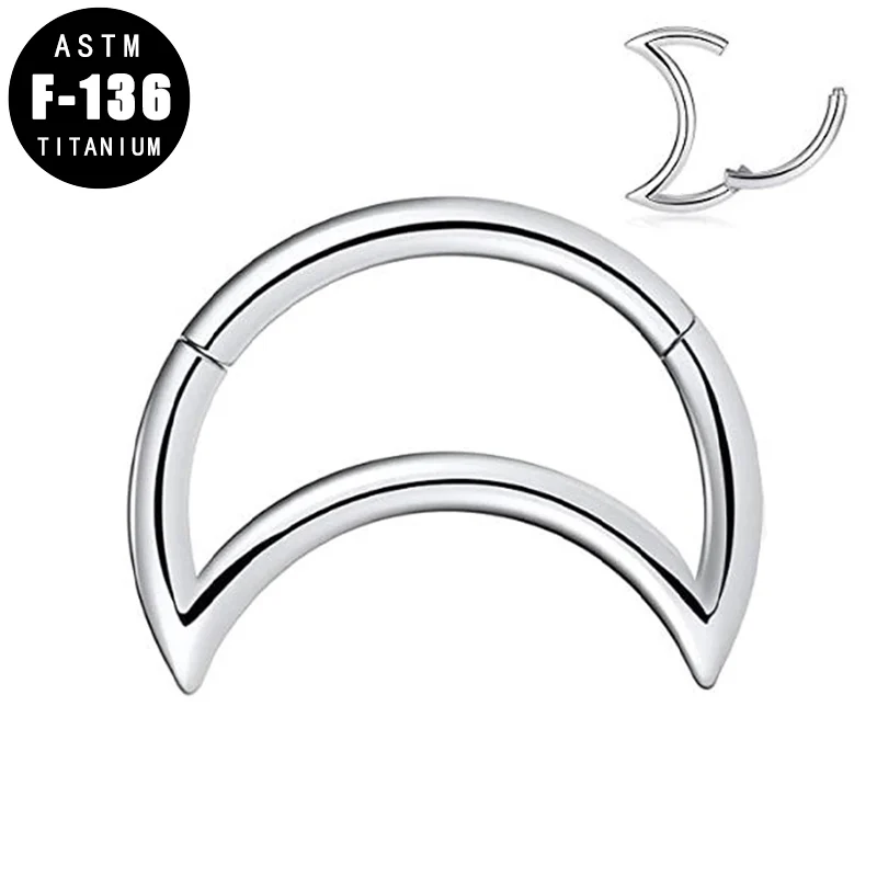 

Серьги-кольца из титанового Полумесяца ASTM F136, кольца с раскрывающимися сегментами для хряща уха, Козелка, завитка ушной раковины, губ, соска,...