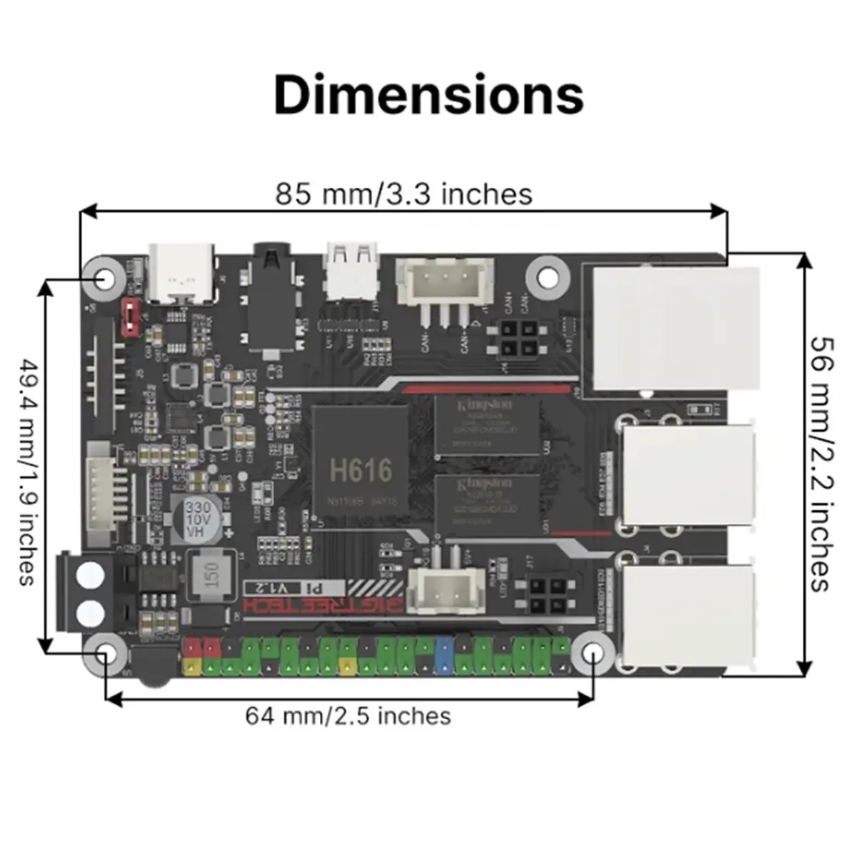 Фото Плата ABSF BIGTREETECH BTT PI V1.2, четырехъядерный процессор Cortex-A53, 2,4G Wi-Fi, 40-контактный GPIO, VS для Raspberry PI3B, для Klipper 3D-принтера, DIY №2