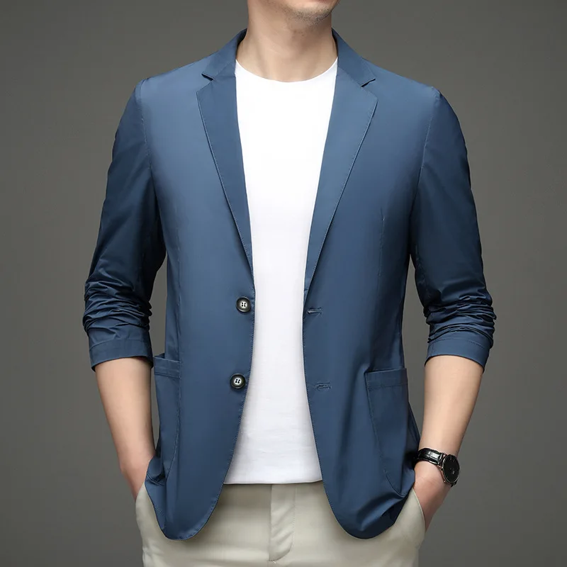

HOO 2022 Leisure blazer for Men Summer Thin Business Fashion Tailored blazer