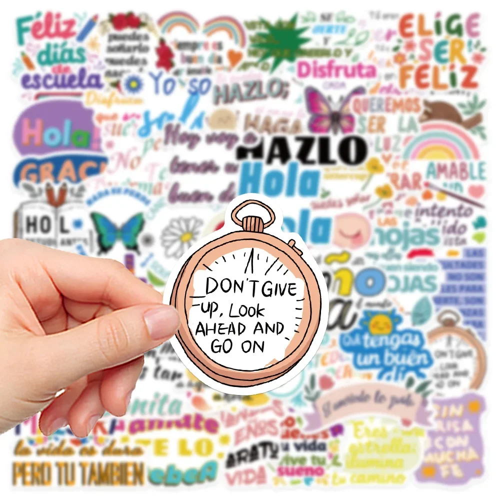 10/50 шт. наклейки с испанскими мотивационными высказываниями водонепроницаемые