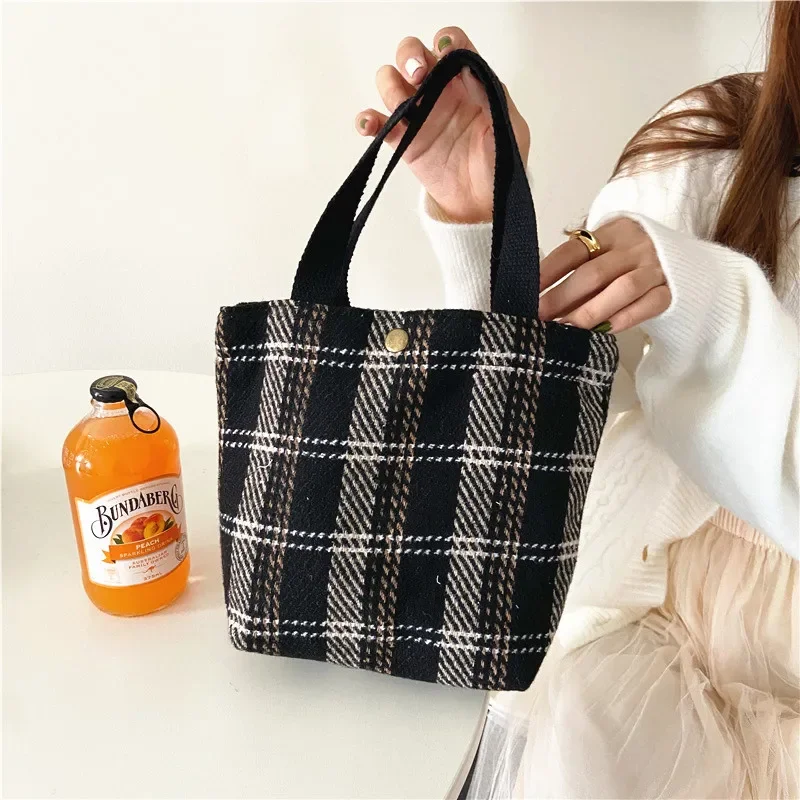 

Korean Style Winter Lunch Bags Mini Handbag Women Small Shopping Bag for Girl Fresh Reusable Canvas Storage Tote Bag Lonchera