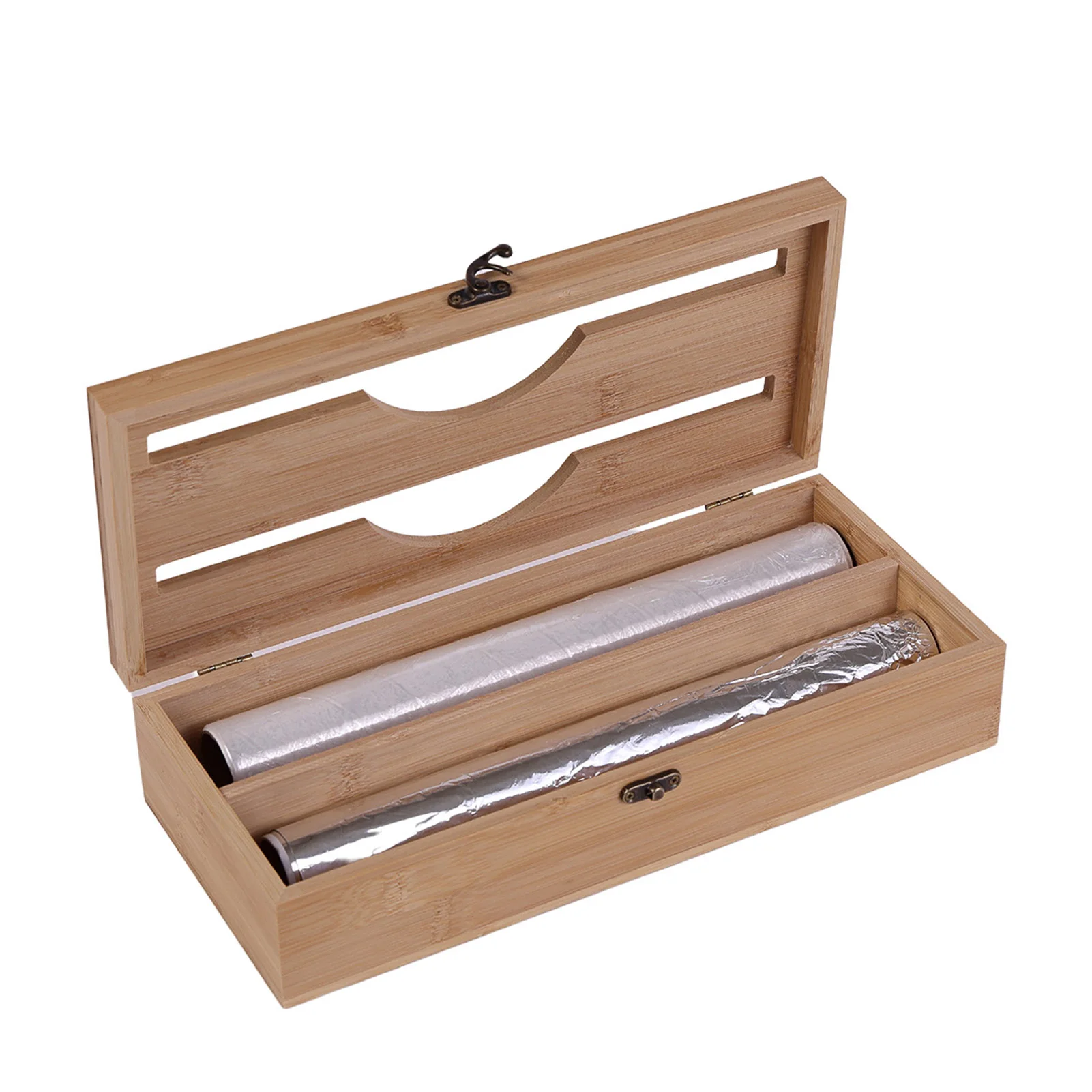 

Диспенсер для пластиковой обертки с резаком, многоразовый семейный дозатор для плетения бамбукового дерева