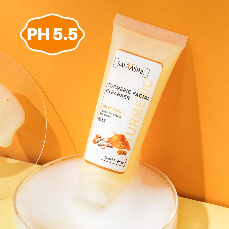 

Turmeric Facial Cleanser Exfoliate Deep Cleanse All Skin Types Smooth and Moisturizing Facial Cleanser Cleanse Pores 50ML