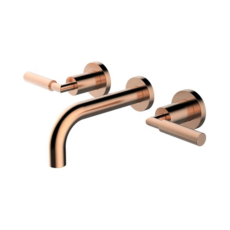 

Rose Gold Painting Dual Handle Bathroom Faucet, Brass Water Basin Faucet for Bathroom