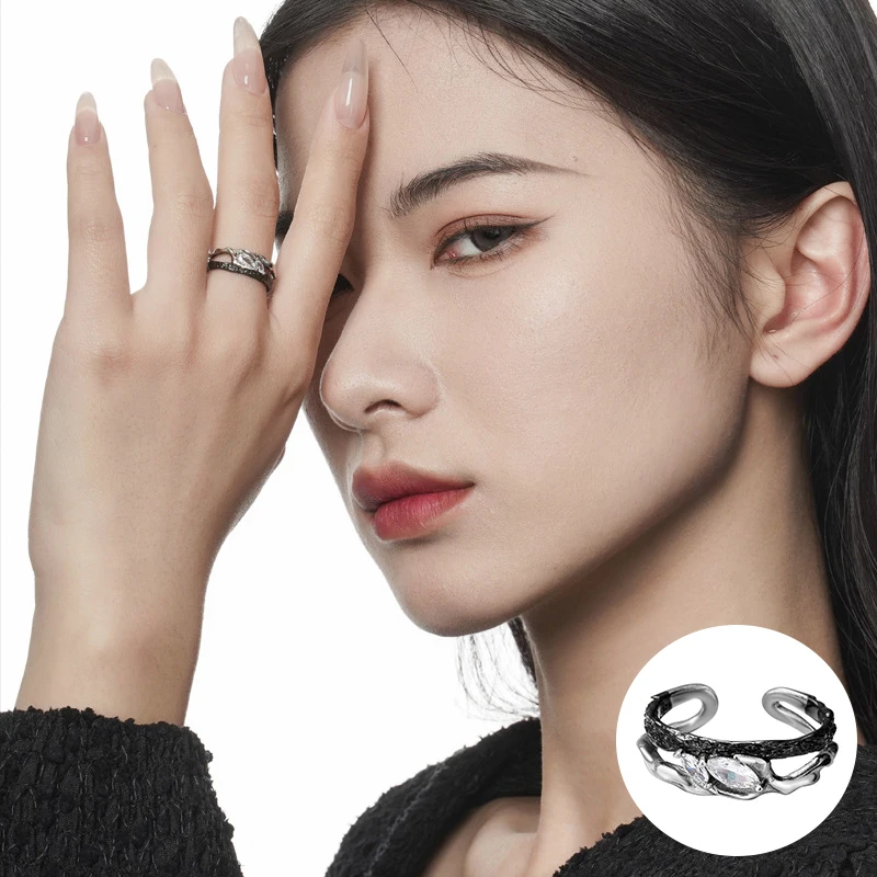 

Женское Двухслойное Открытое кольцо, серебро 100% пробы, с цирконом