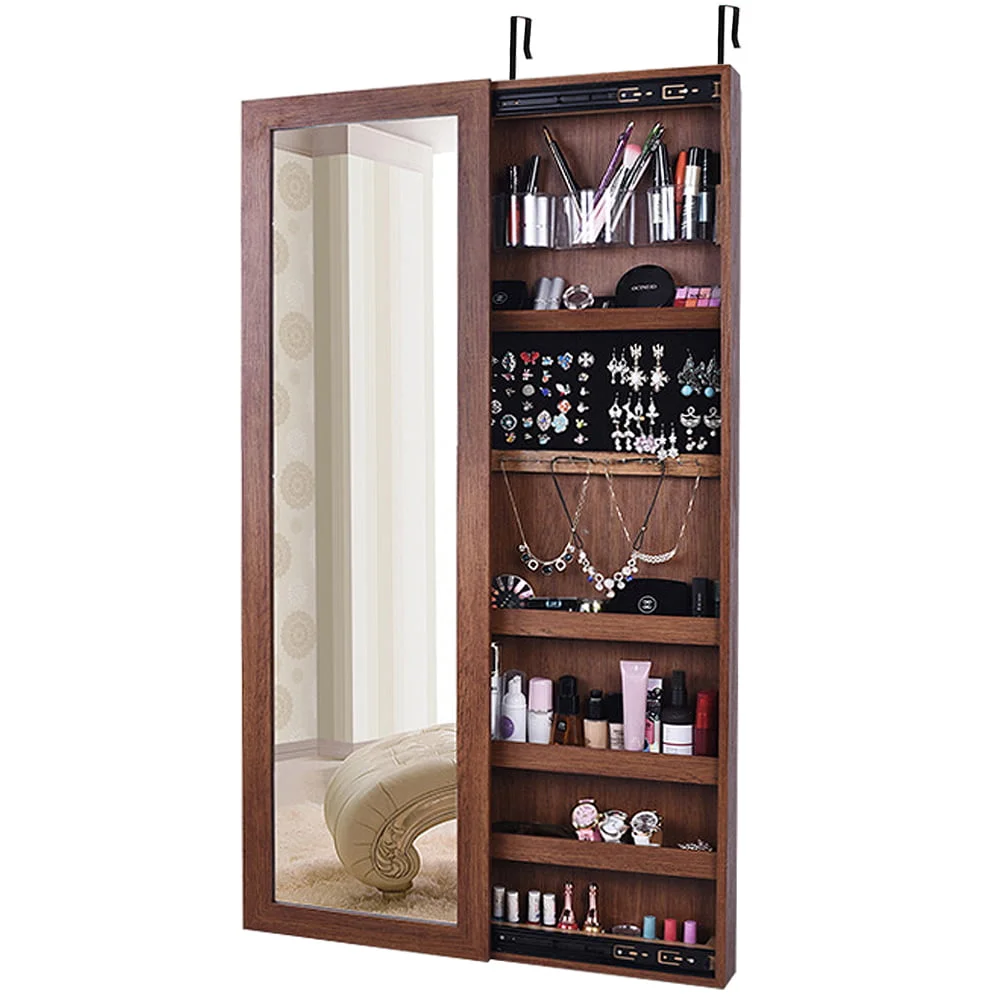 Over-The-Door Mirror, Lockable Jewelry Cabinet Armoire, Brow