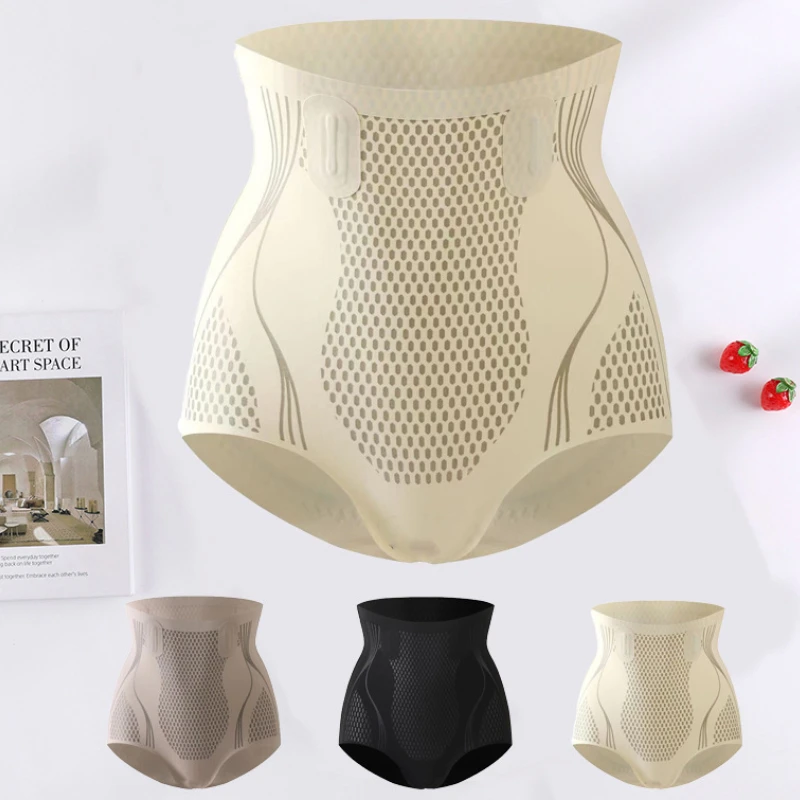 

Женское Бесшовное нижнее белье с высокой талией из ионного волокна, моделирующее нижнее белье для коррекции живота, шортики для коррекции фигуры