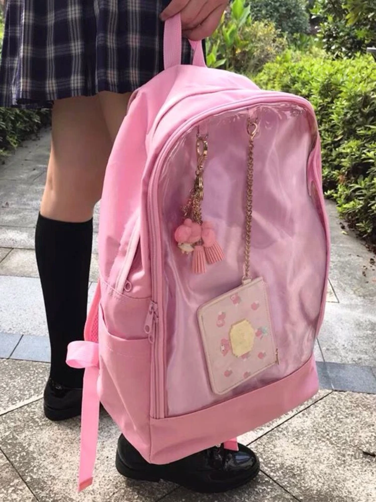 Large Capacity Cartoon Backpack College Style Schoolbag Student Backpack Cute Cartoon Pink Sanrio Waterproof Fashion Travel
