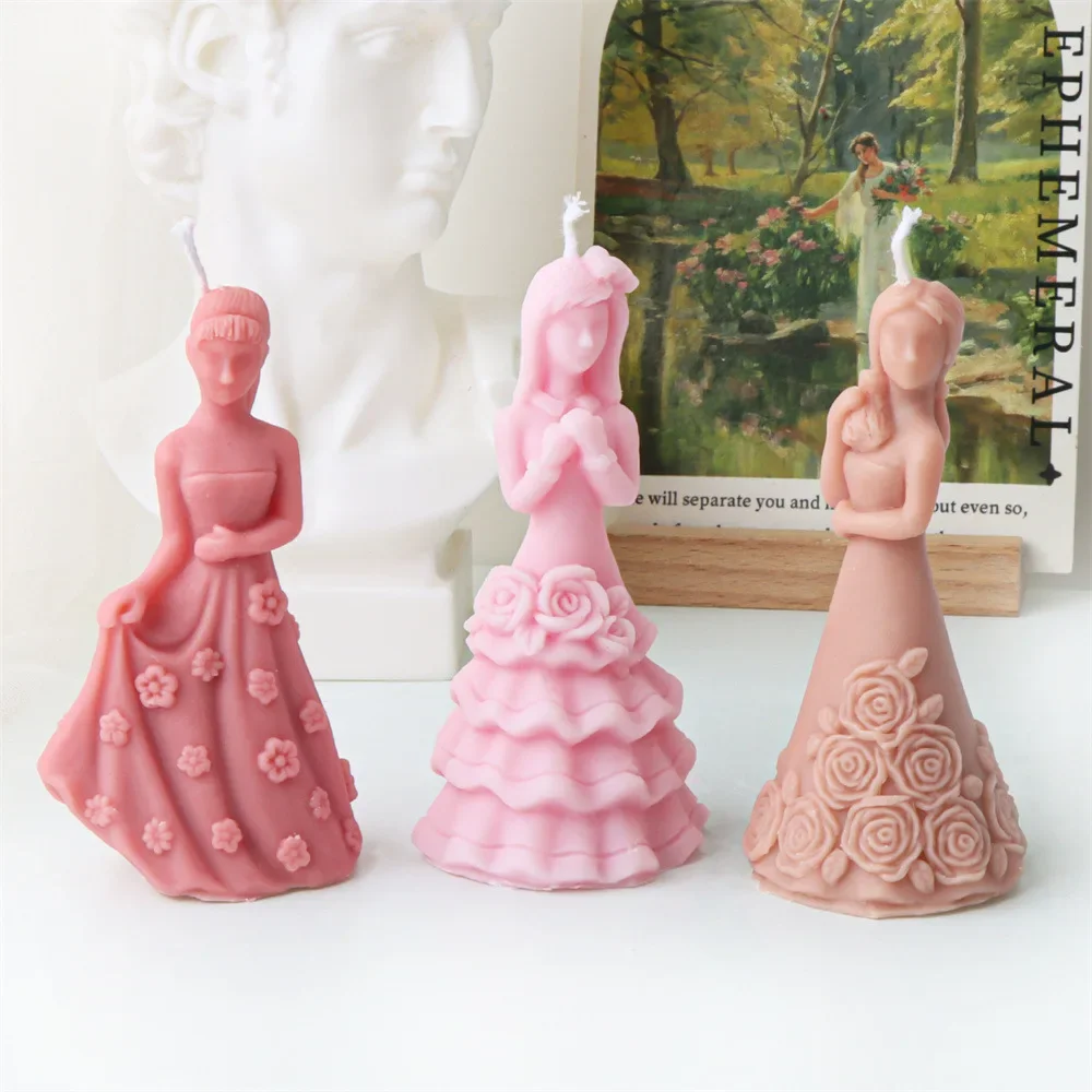 Свадебное платье цветочная юбка силиконовая форма для свечей девочек ангелов