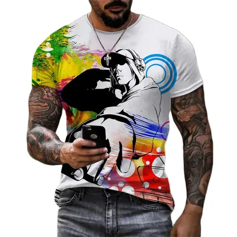 Модная DJ Rave Party Disco в стиле хип-хоп, индивидуальная футболка с круглым вырезом, большая футболка с короткими рукавами, верхняя одежда, уличная одежда с 3D принтом в стиле Харадзюку