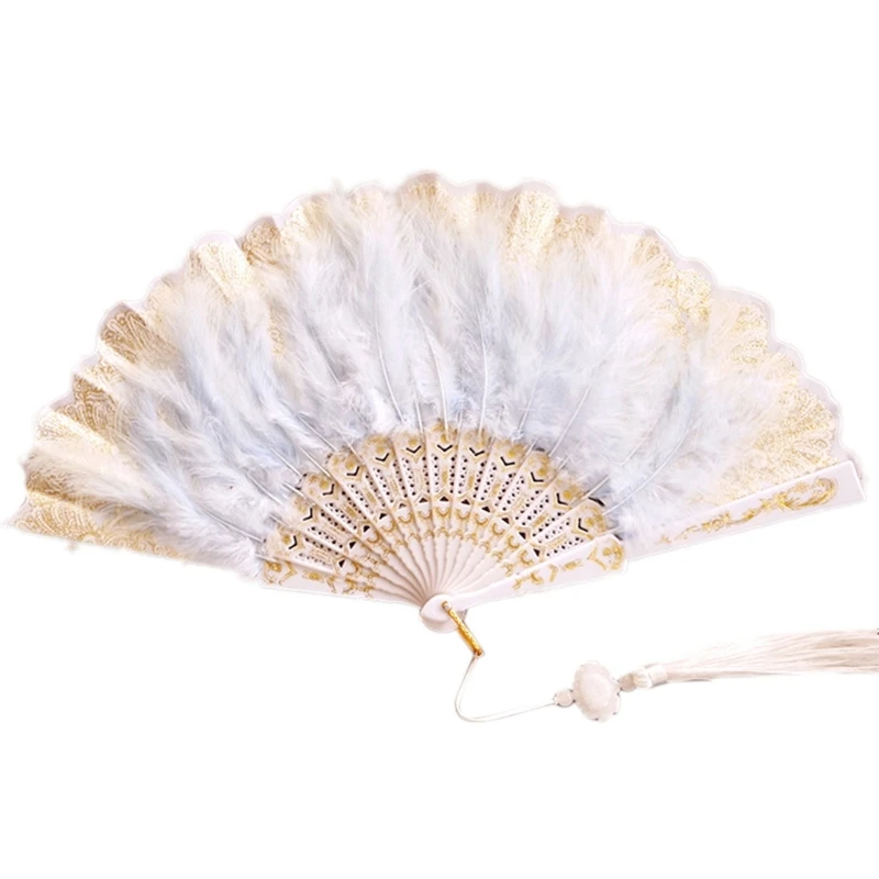 Свадебный веер с перьями ручной работы в стиле ретро ​​кружевные вееры для