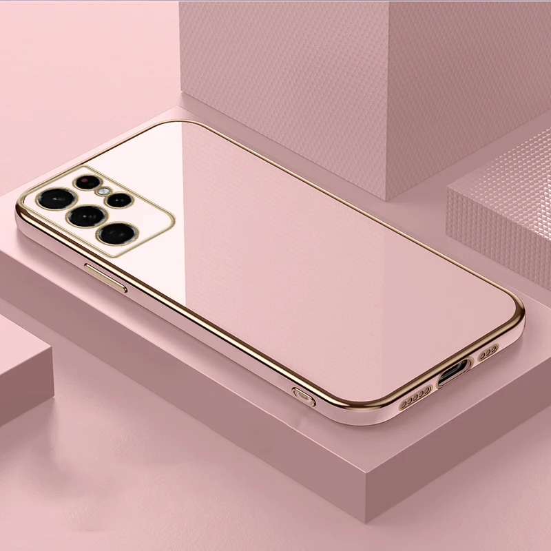 

Luxury Plating Square Phone Case For Samsung Galaxy S23 S22 S21 S20 Plus A13 A23 A33 A53 A73 A32 A12 A22 A31 Soft Silicone Cover