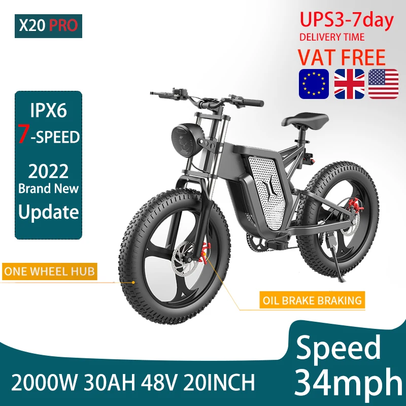 Electric Bike eMTB 30AH 48V Battery Ebike X20 Pro Front Rear Shock Absorption Mountaineering Off-road Electric Bicycle