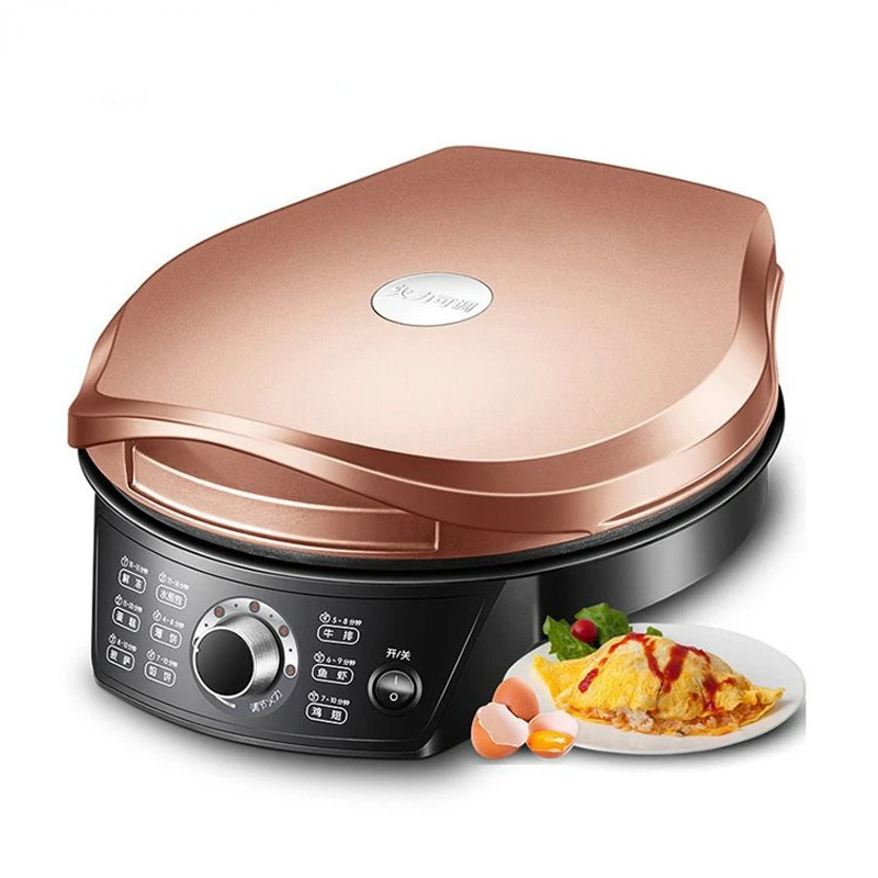 Household Double Sided Heating Electric Skillet Crepe Pancake Maker Automatic Pizza Pie Cooking Machine BBQ Tool Frying Pan