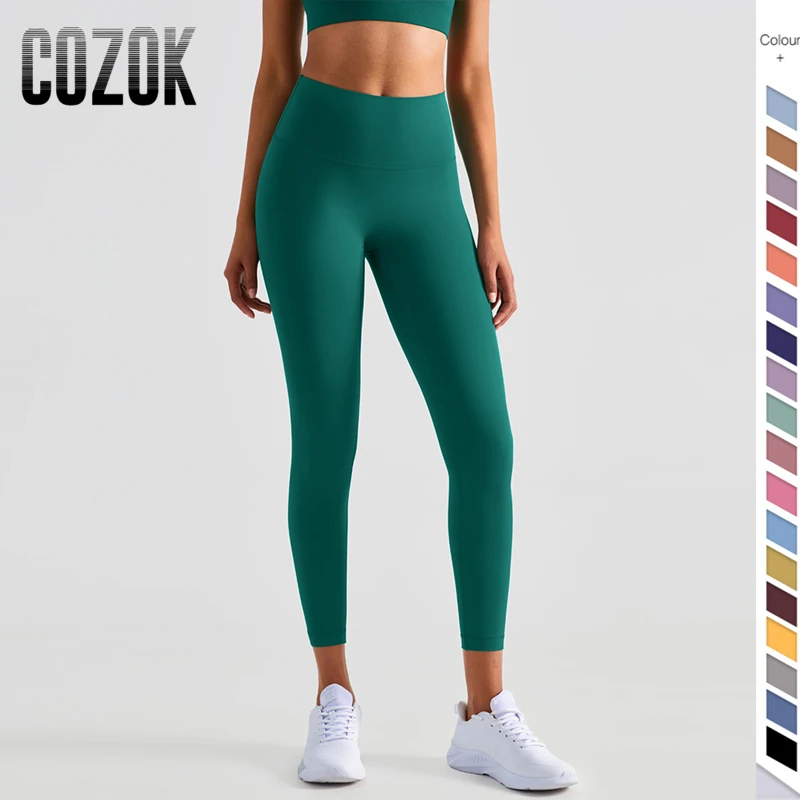 

COZOK 2023 New 33 Colors Yoga Pants Fitness Female Full Length Leggings Comfortable and Formfitting Running Pants With Pockets