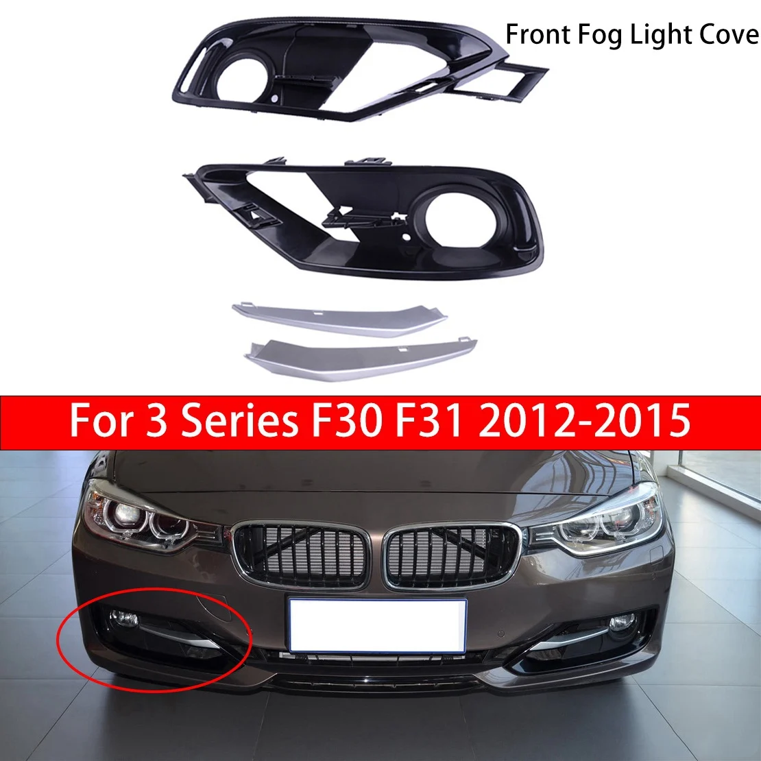 

Fog Light Front Bumper Grille Cover Trim 51117300739 51117293106 for BMW 3 Series F30 F31 2012-2015