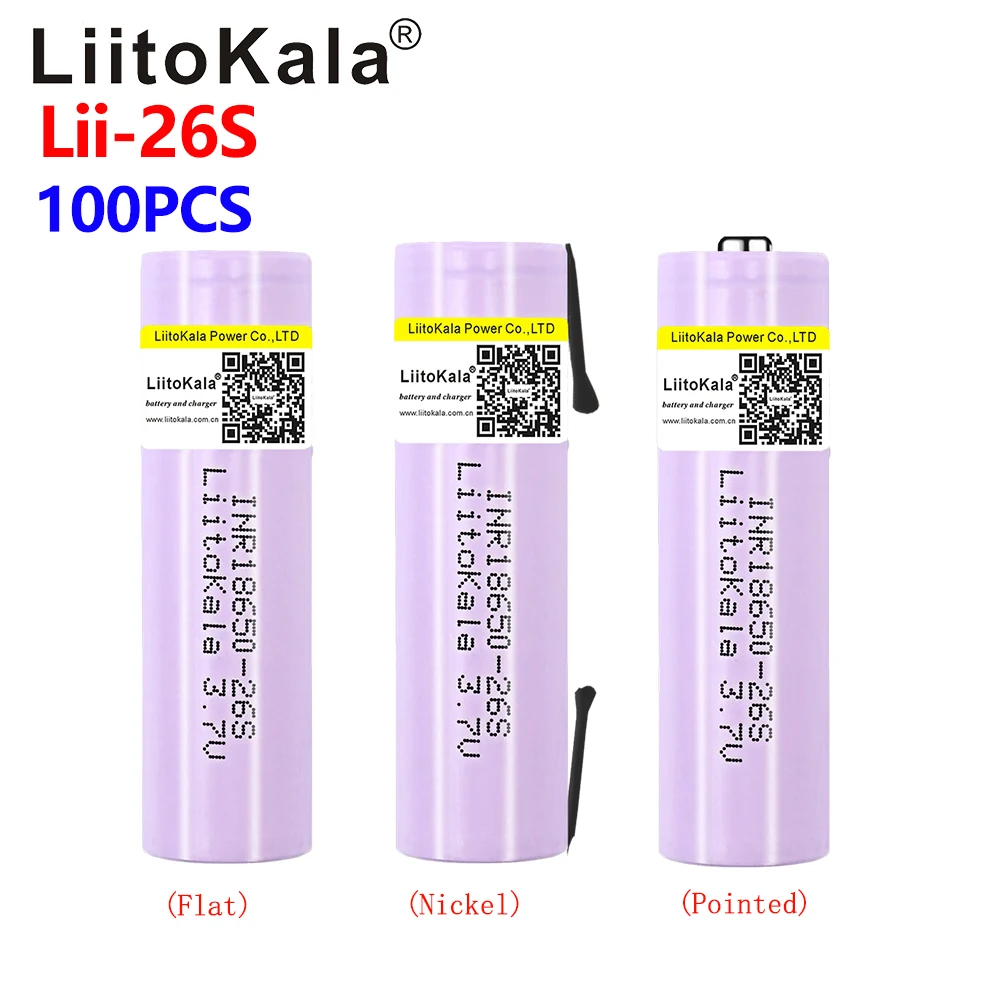

100pcs LiitoKala 26S original power grade A 18650 lithium battery 2600mAh 3.7v 30A high power INR18650 for electrical tools