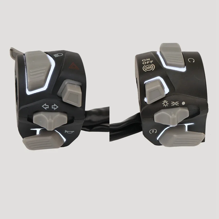 

7/8 ''22 мм универсальный переключатель на руле мотоцикла, сигнальная лампа для фар, вспышка, сигнальный звуковой сигнал, кнопка запуска со светодиодом