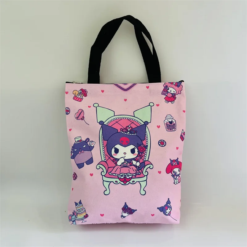 

Large capacity Sanrio anime portable Kuromi My Melody Cinnamoroll cute cartoon canvas print student shoulder bag shopping bag
