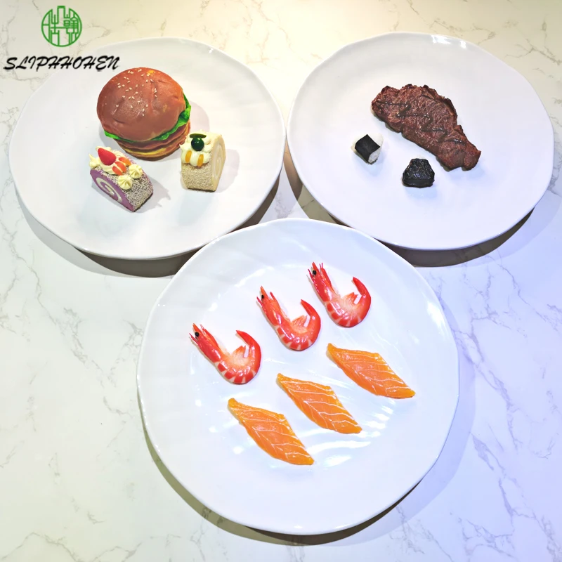 

A5 Melamine Round Dinnerware Dinner Plates Restaurant Imitation Porcelain Throw Resistant Tableware White Dish